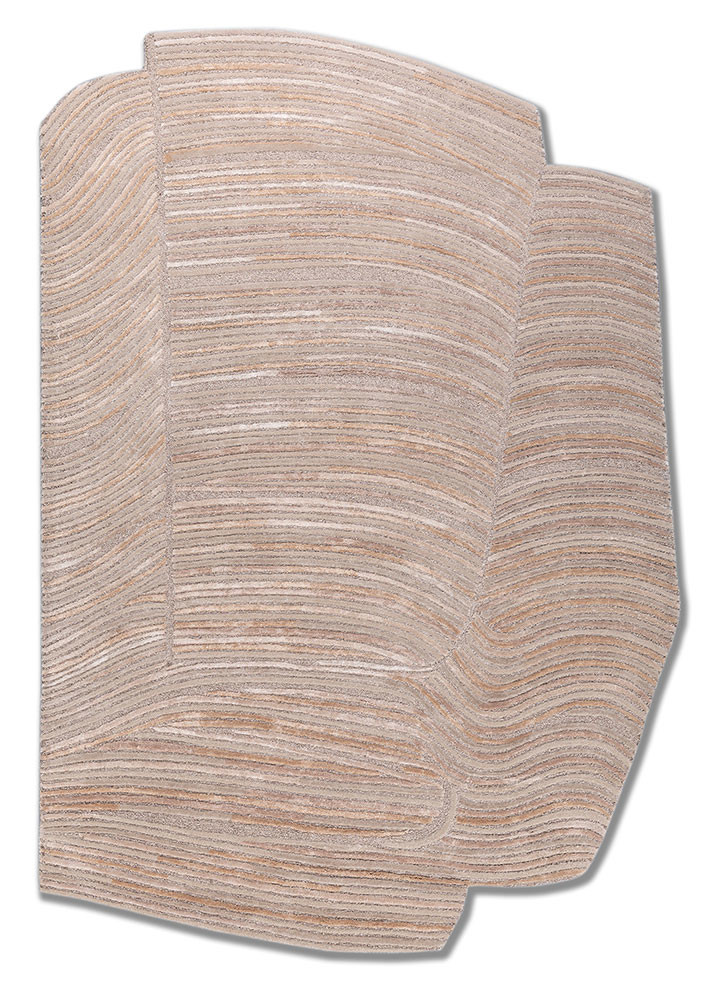 lucid beige and brown wool and viscose hand tufted Rug - HeadShot lucid beige and brown wool and viscose hand tufted Rug - HeadShot