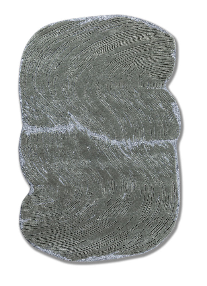 infini blue wool and viscose hand tufted Rug - HeadShot