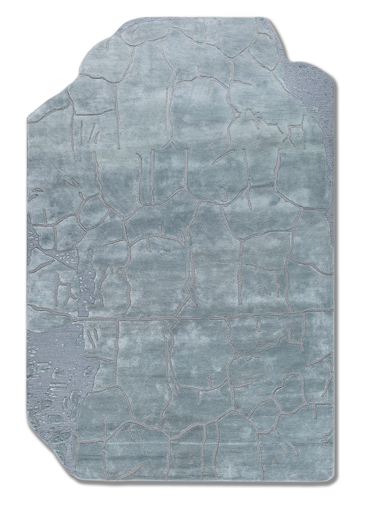 blue blue wool and viscose hand tufted Rug