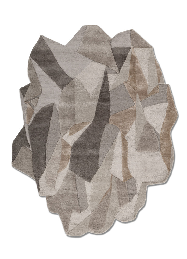 aprezo grey and black wool and viscose hand tufted Rug - HeadShot aprezo grey and black wool and viscose hand tufted Rug - HeadShot