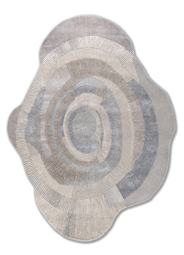 pathways ivory wool and viscose hand tufted Rug - HeadShot