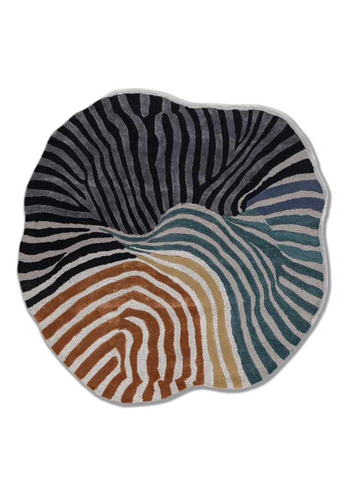 grey and black grey and black wool and viscose hand tufted Rug