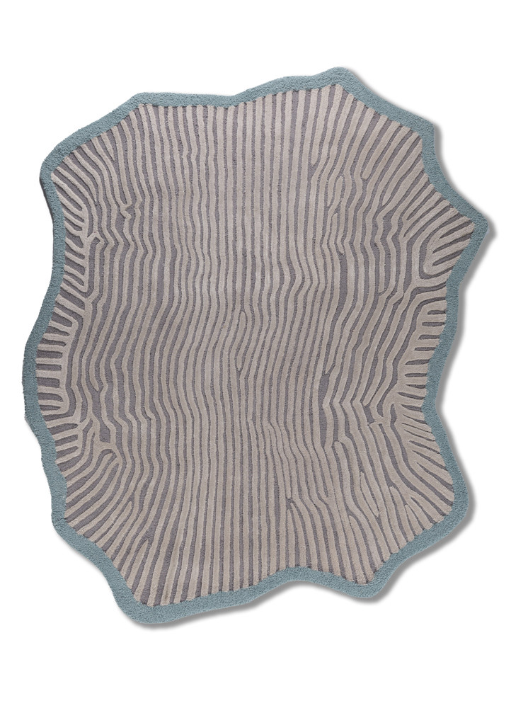 grey and black grey and black wool and viscose hand tufted Rug