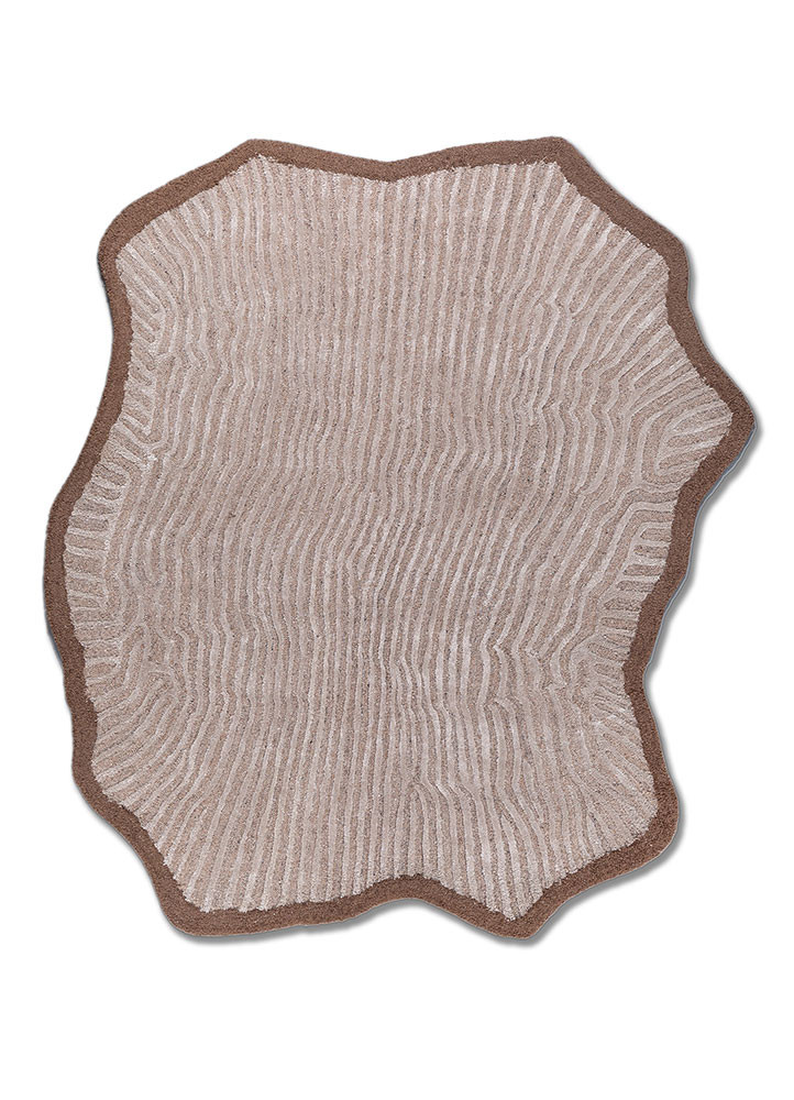 beige and brown beige and brown wool and viscose hand tufted Rug