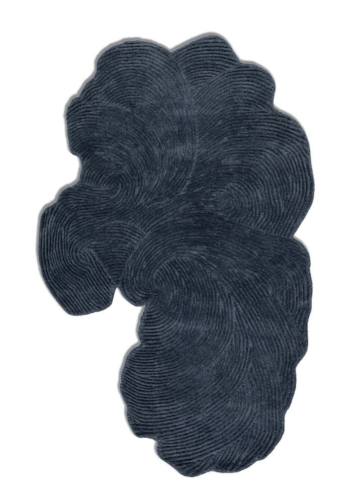blue blue wool and viscose hand tufted Rug
