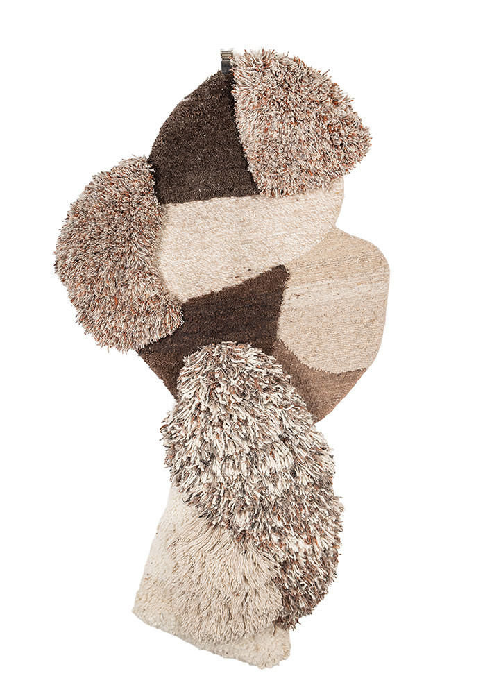 wall installation beige and brown wool hand knotted WALL ART & TAPESTRY - HeadShot