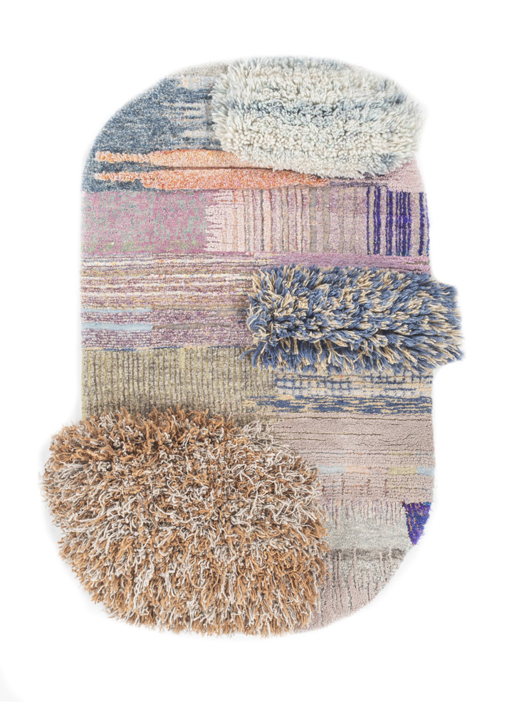 wall installation beige and brown wool and silk hand knotted WALL ART & TAPESTRY - HeadShot wall installation beige and brown wool and silk hand knotted WALL ART & TAPESTRY - HeadShot