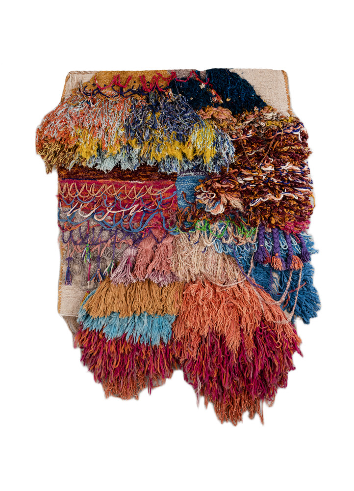 wall installation blue wool and bamboo silk hand knotted WALL ART & TAPESTRY - HeadShot wall installation blue wool and bamboo silk hand knotted WALL ART & TAPESTRY - HeadShot