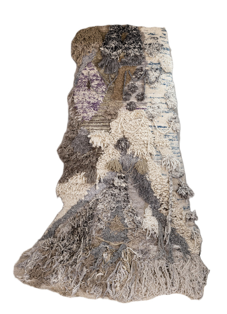 wall installation beige and brown wool and bamboo silk hand knotted WALL ART & TAPESTRY - HeadShot wall installation beige and brown wool and bamboo silk hand knotted WALL ART & TAPESTRY - HeadShot