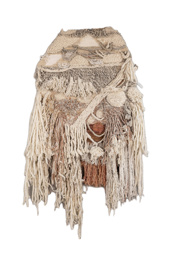 wall installation ivory wool and bamboo silk hand knotted WALL ART & TAPESTRY - HeadShot wall installation ivory wool and bamboo silk hand knotted WALL ART & TAPESTRY - HeadShot