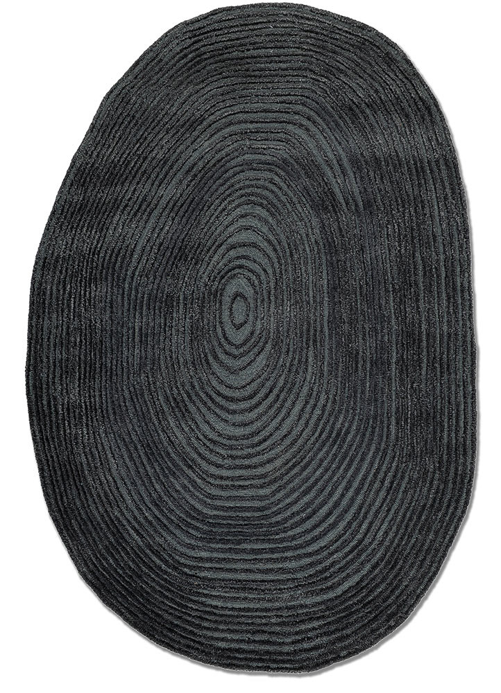 blue blue wool and viscose hand tufted Rug