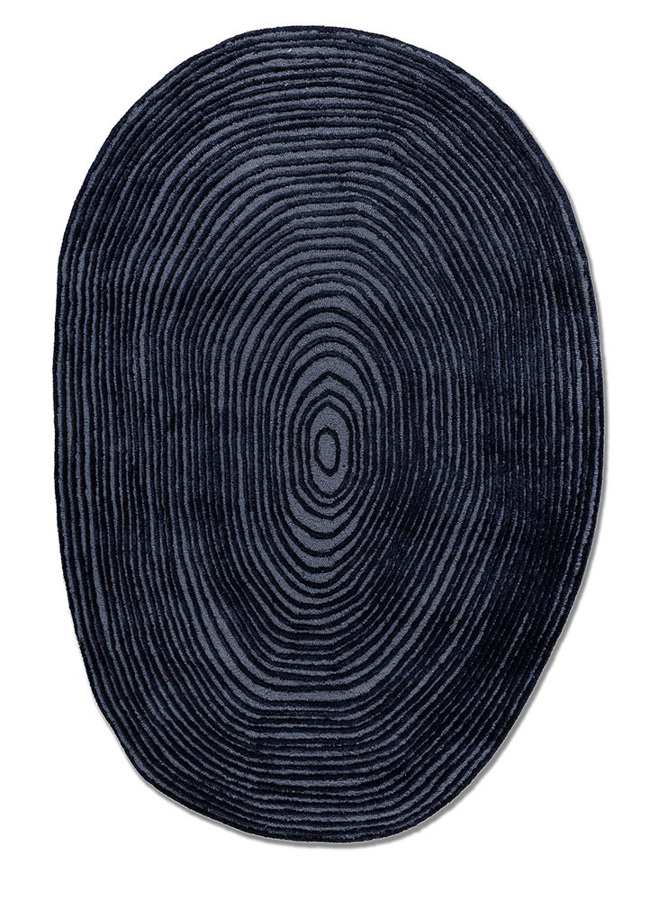 blue blue wool and viscose hand tufted Rug