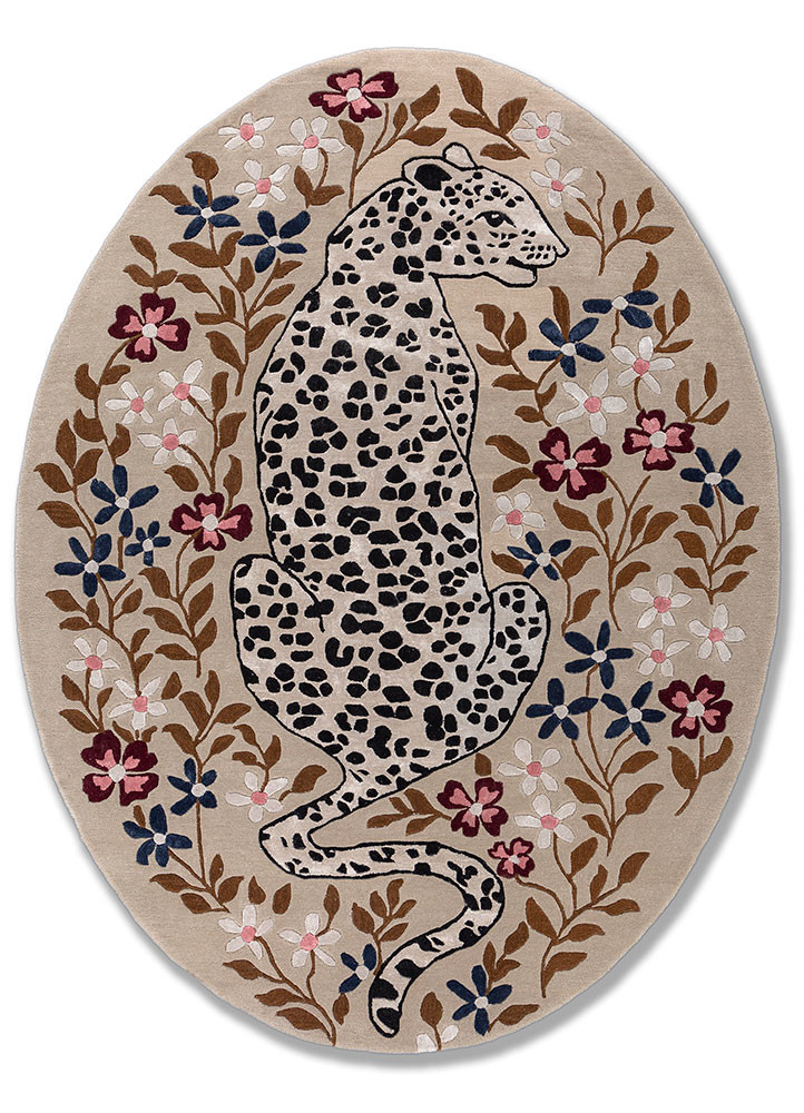  beige and brown wool and viscose hand tufted Rug