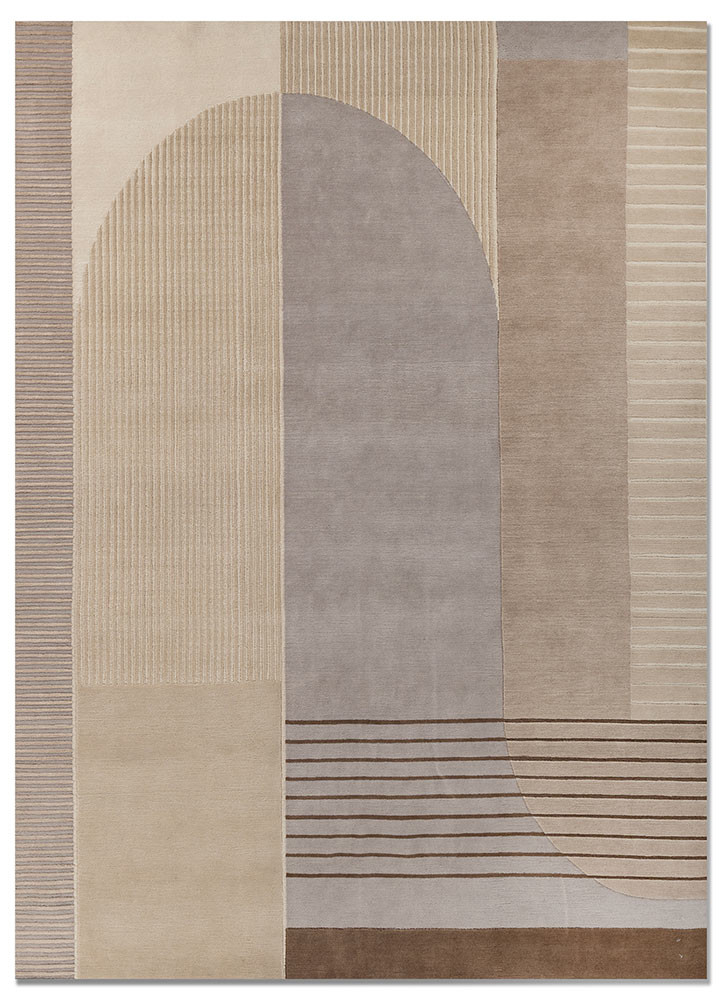 sthir grey and black wool hand knotted Rug - HeadShot