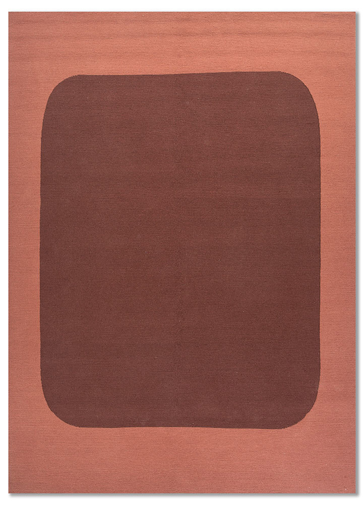 sthir red and orange wool hand knotted Rug - HeadShot