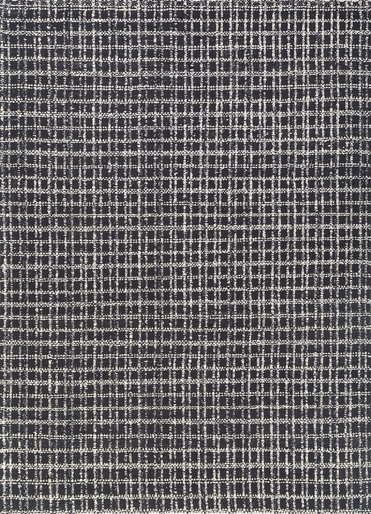 atelier grey and black wool and silk flat weaves Rug - HeadShot
