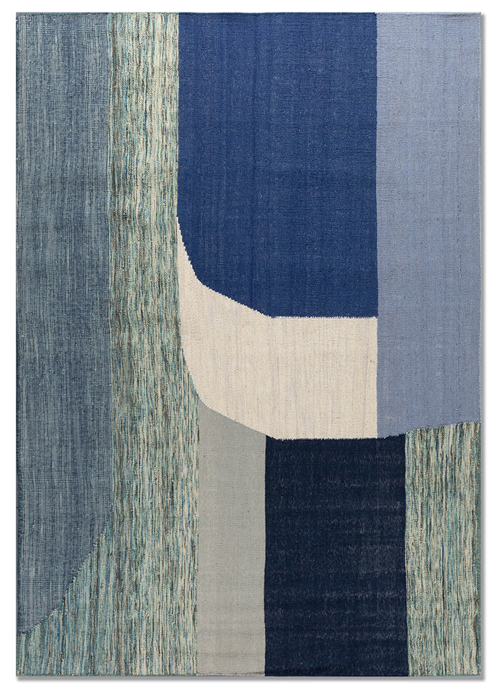 indusbar blue wool flat weaves Rug - HeadShot indusbar blue wool flat weaves Rug - HeadShot