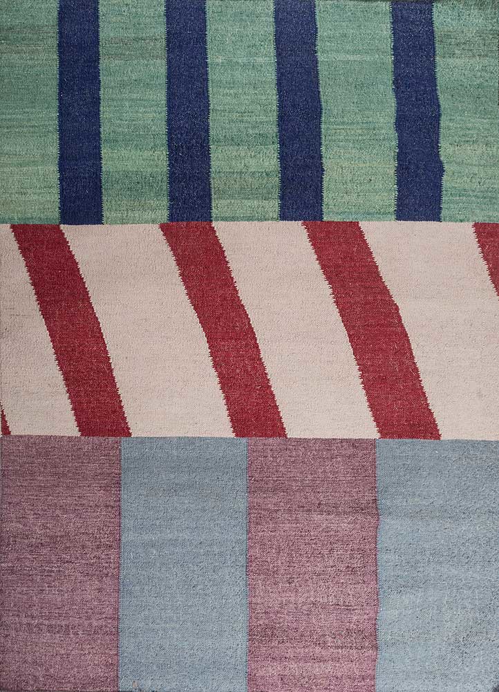  blue wool flat weaves Rug