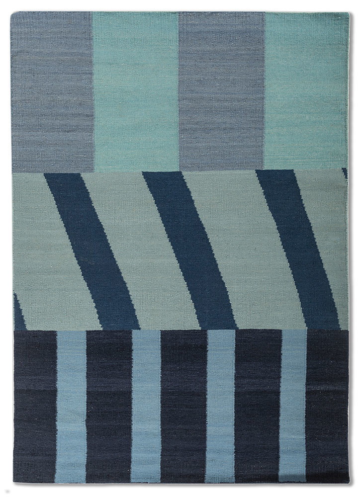  blue wool flat weaves Rug