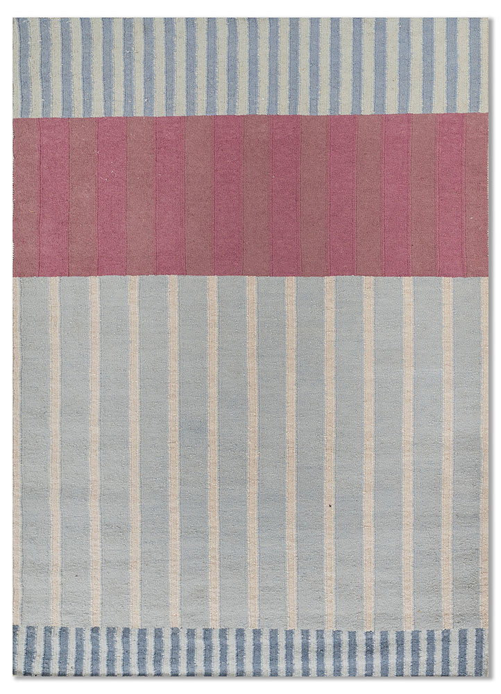 checkers blue wool flat weaves Rug - HeadShot