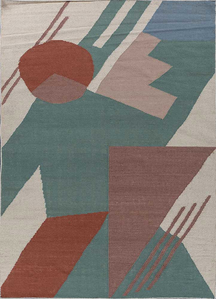 blue blue wool flat weaves Rug