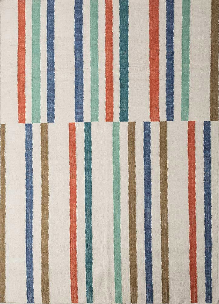 checkers ivory wool flat weaves Rug - HeadShot