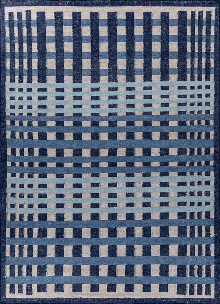 blue wool flat weaves Rug