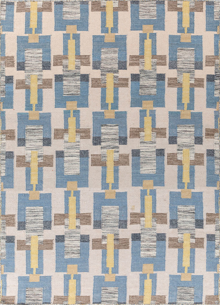 checkers blue wool flat weaves Rug - HeadShot checkers blue wool flat weaves Rug - HeadShot