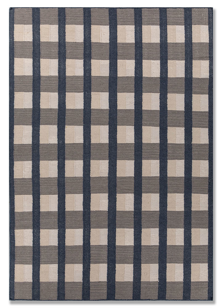 alhambra grey and black wool flat weaves Rug - HeadShot