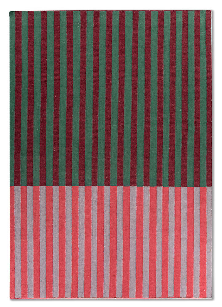 checkers green wool flat weaves Rug - HeadShot