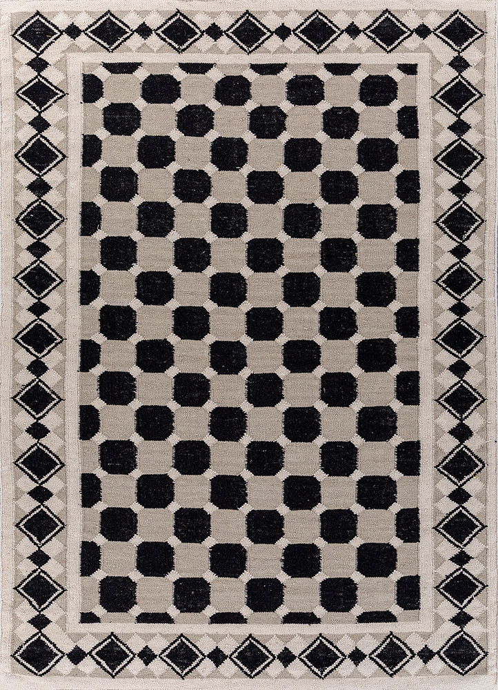 grey and black grey and black wool flat weaves Rug