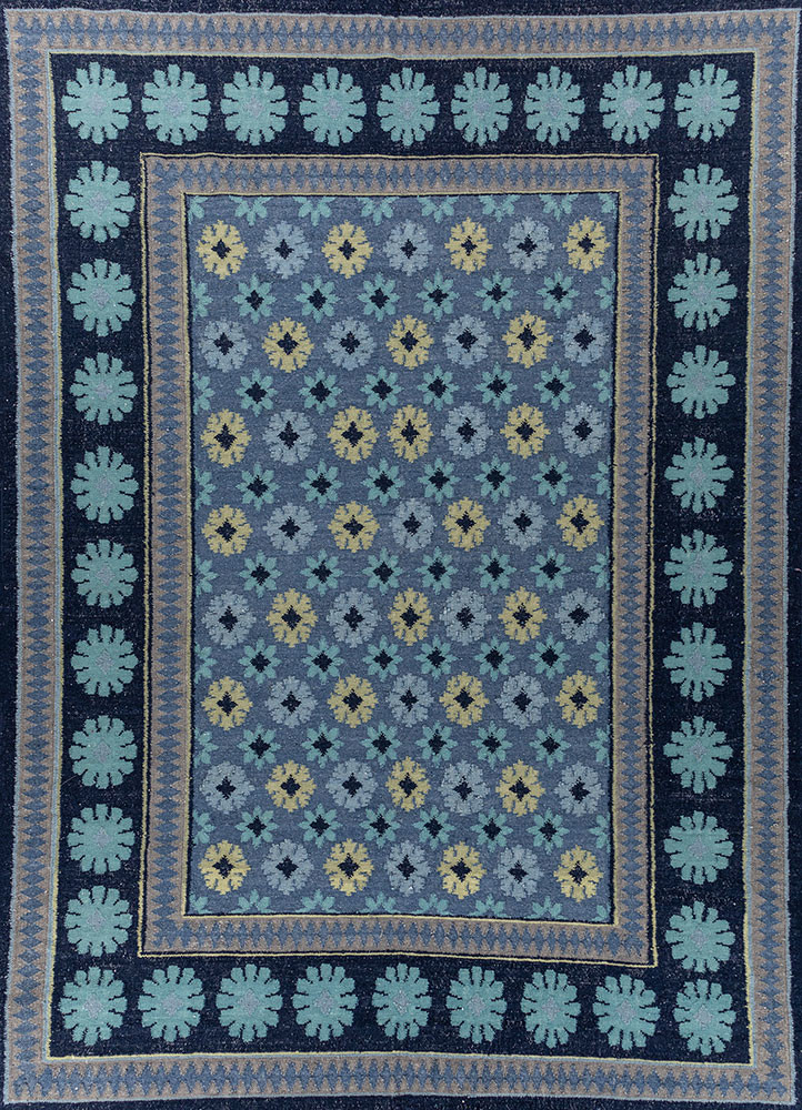  blue wool flat weaves Rug