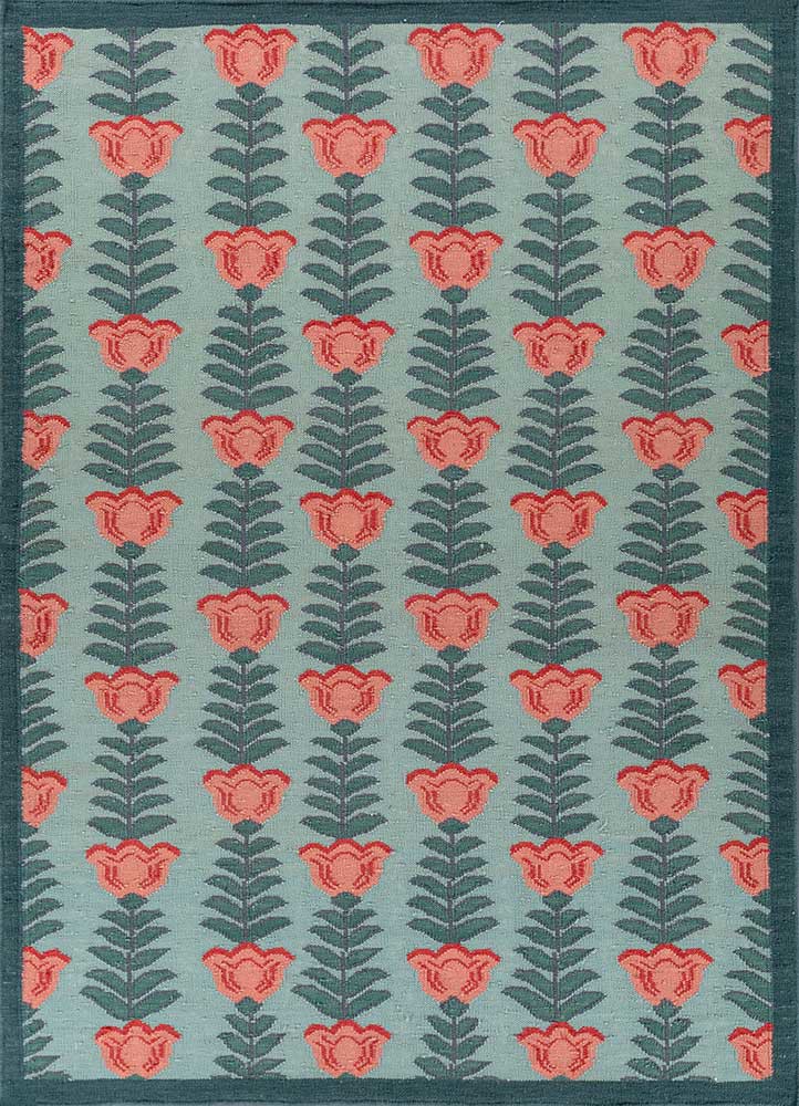  blue wool flat weaves Rug