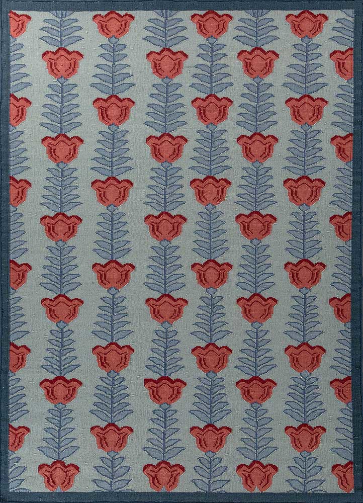  blue wool flat weaves Rug