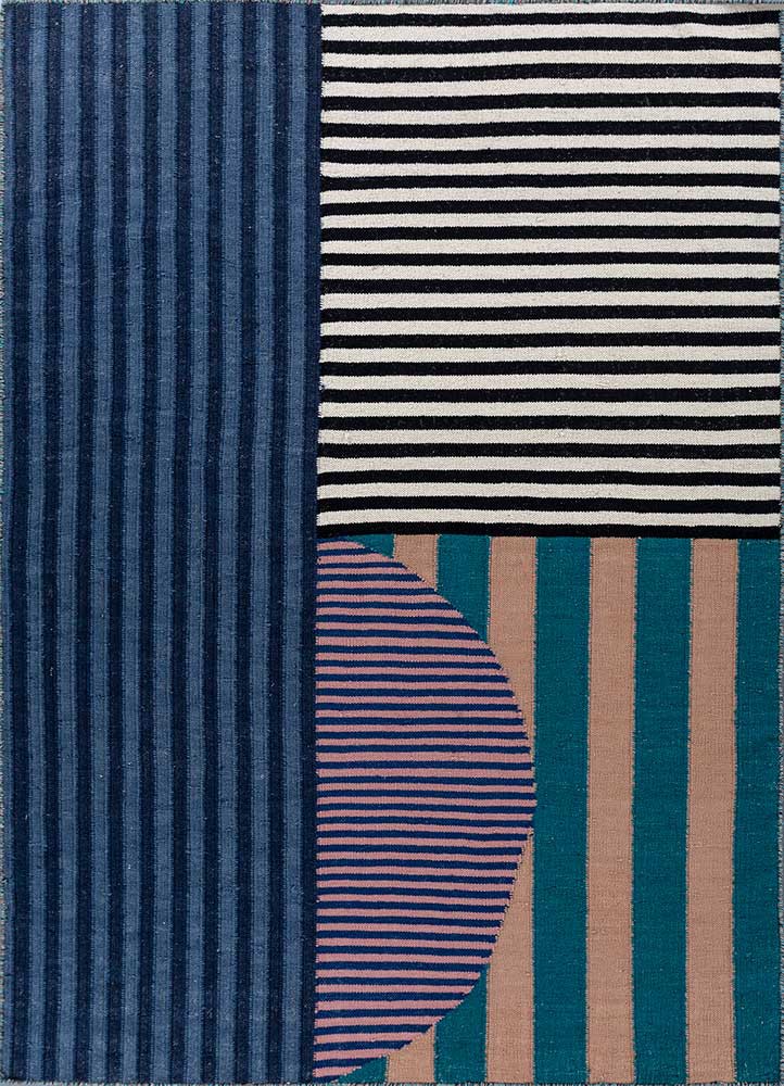  blue wool flat weaves Rug