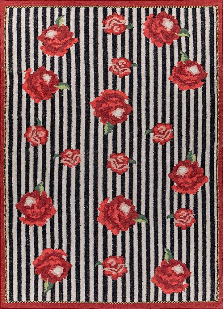 alhambra grey and black wool flat weaves Rug - HeadShot