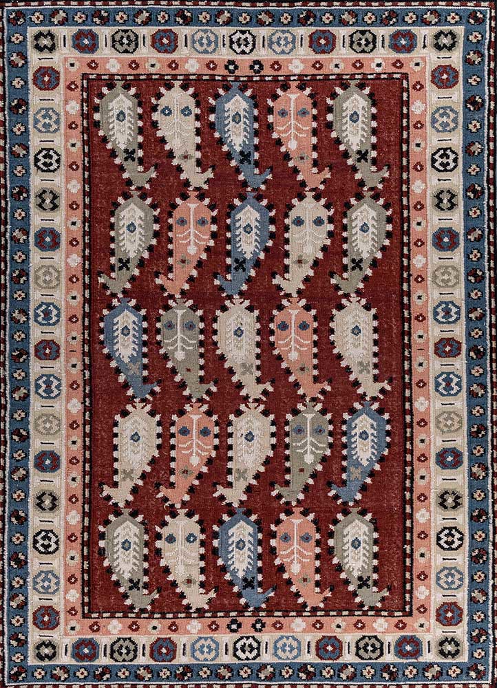  red and orange wool flat weaves Rug