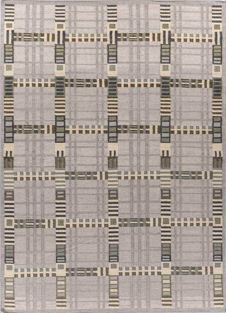 checkers grey and black wool flat weaves Rug - HeadShot