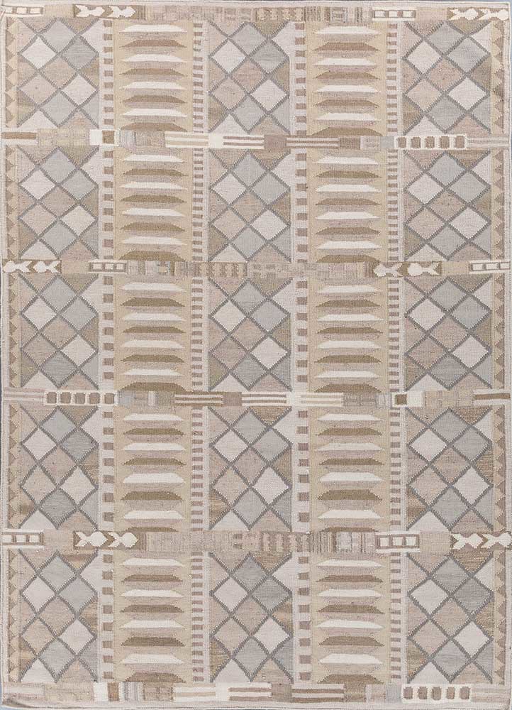 checkers ivory wool flat weaves Rug - HeadShot