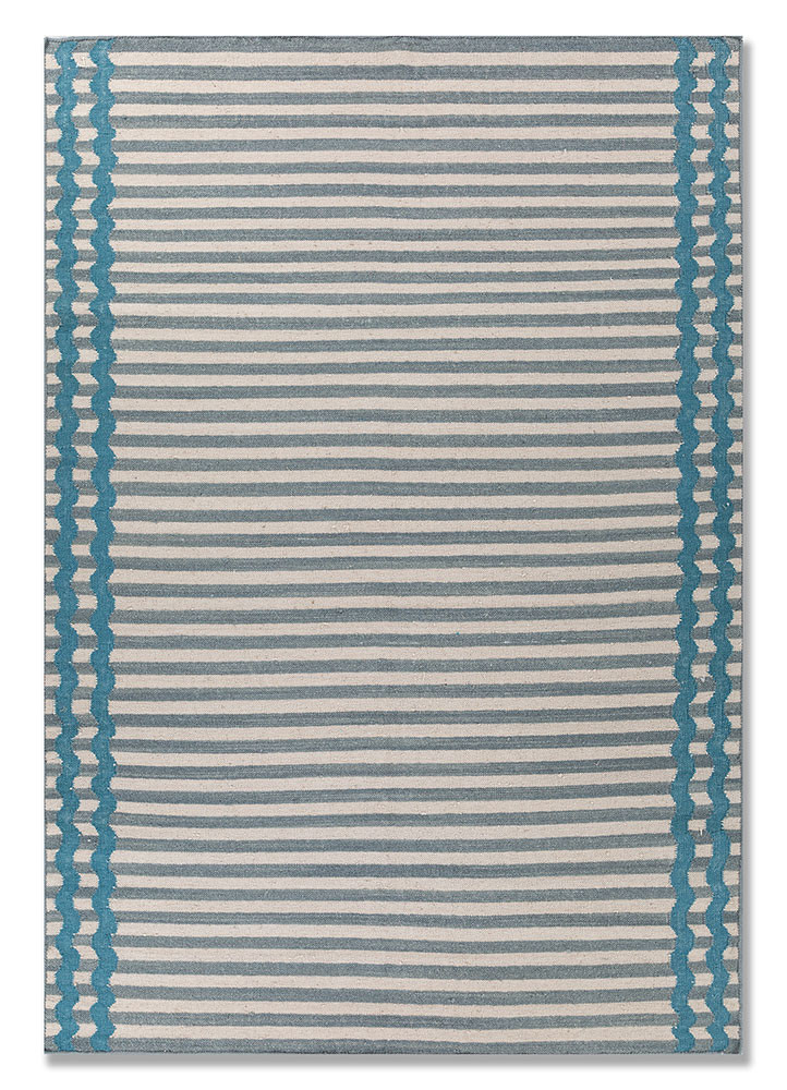  blue wool flat weaves Rug