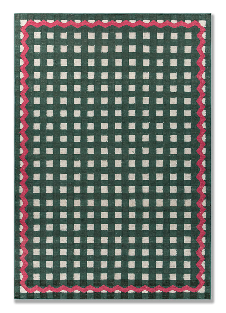  green wool flat weaves Rug