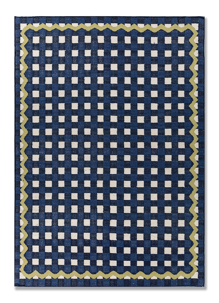  blue wool flat weaves Rug