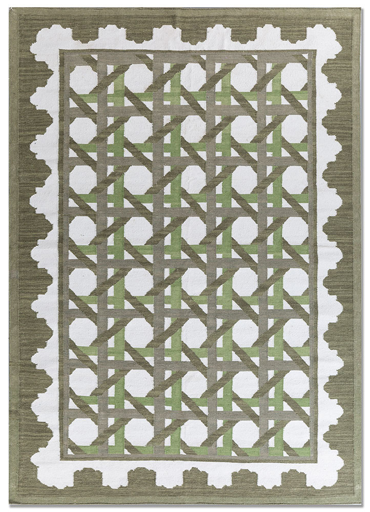 green green wool flat weaves Rug