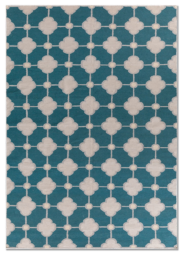 blue blue wool flat weaves Rug