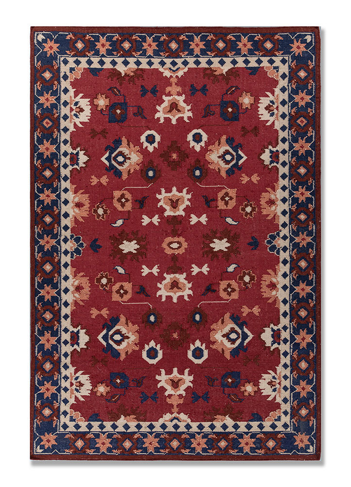bedouin red and orange wool flat weaves Rug