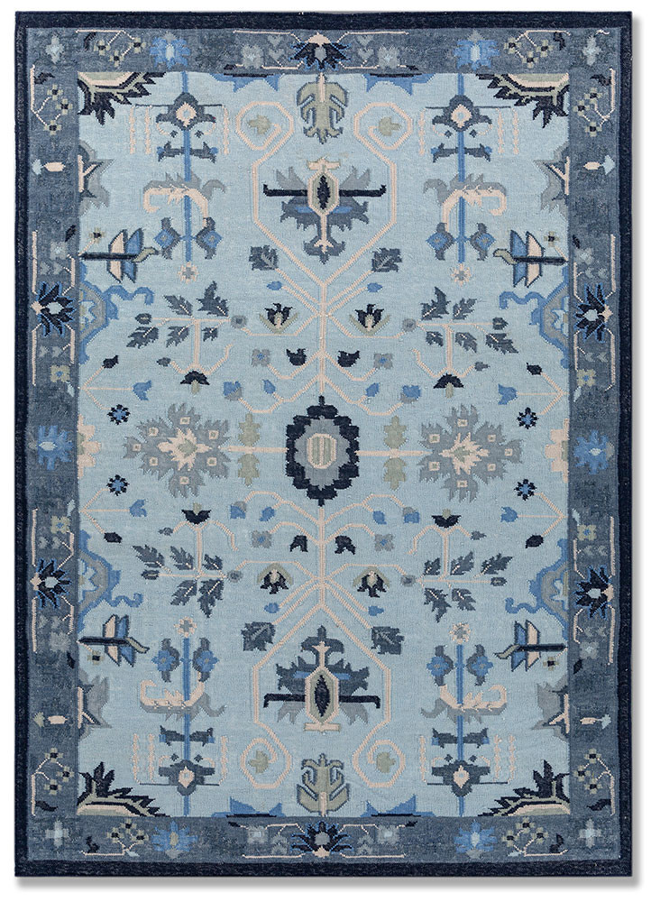  blue wool flat weaves Rug