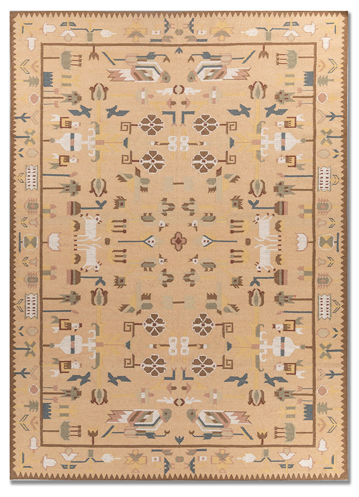 bedouin gold wool flat weaves Rug - HeadShot