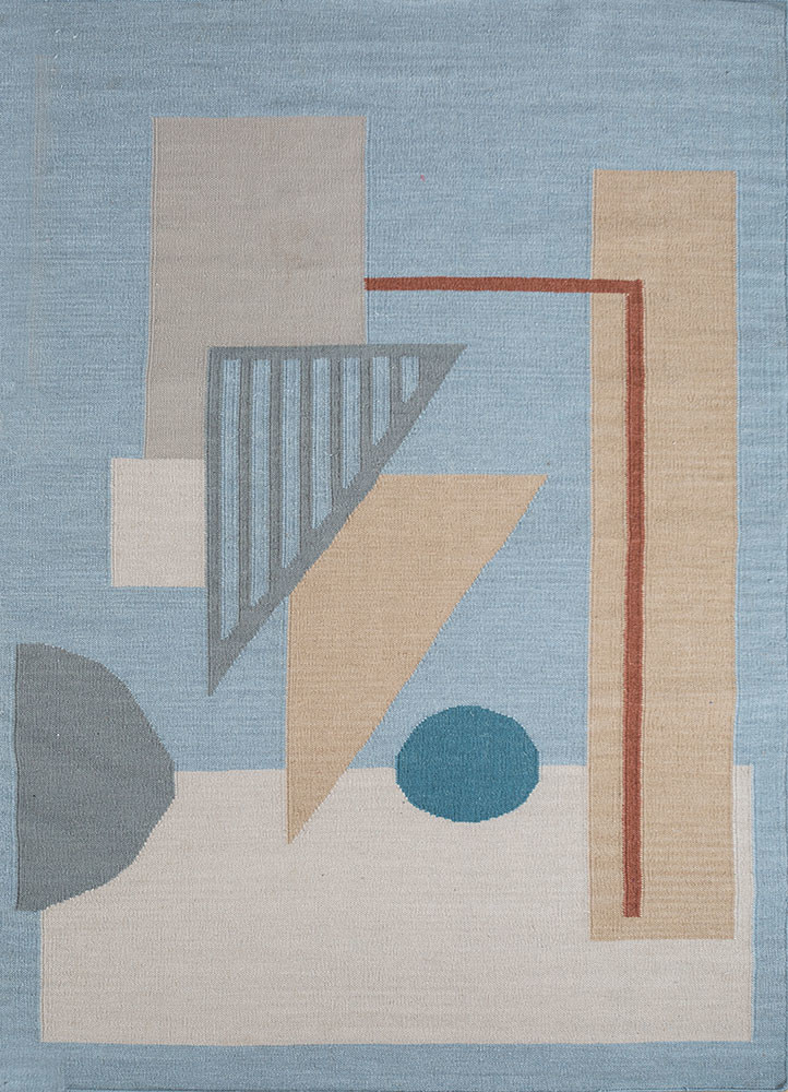  blue wool flat weaves Rug