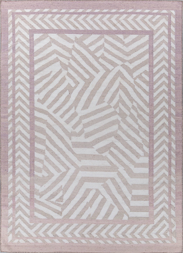beige and brown beige and brown wool and viscose flat weaves Rug