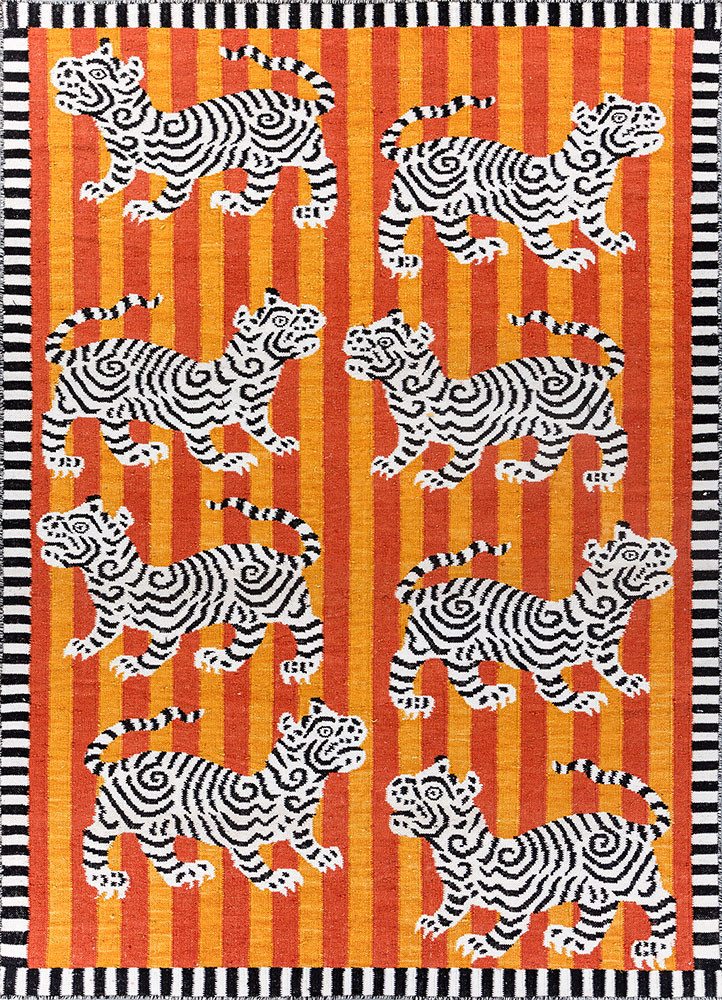  red and orange wool flat weaves Rug